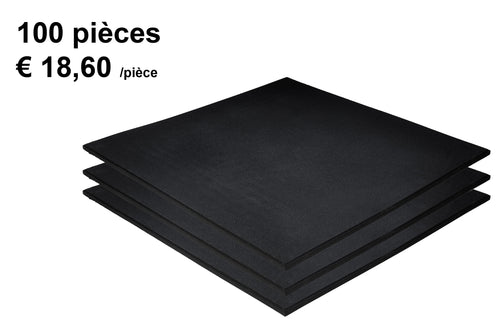 Dalles de caoutchouc – noir - 100x100x1,5cm – fine granulat -  fitness - 100 piéces