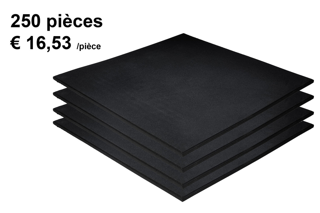 Dalles de caoutchouc – noir - 100x100x1,5cm – fine granulat -  fitness - 250 piéces